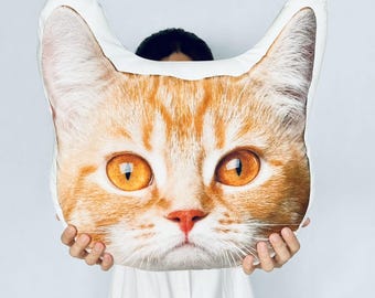 Custom Cat Pillow, Cat Face Pillow, Cat Photo Pillow, Dog Face Pillow, Pet Memorial Gifts, Pet Lover Gift, Custom Pet Pillow, Face Pillow