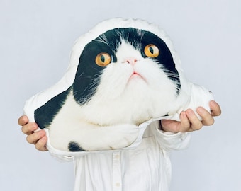 Cadeau voor kattenliefhebber, aangepast kattenkussen, kattenkussen, aangepast kattenfotokussen, kattenvormig kussen, oudercadeau kat, kattenherdenkingscadeaus