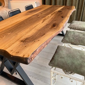 Live Edge Walnut Dining Table with Metal Legs: Modern Farmhouse Style