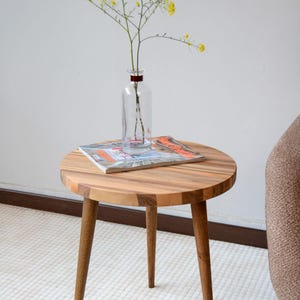 Handmade Reclaimed Walnut Side Table: 20&quot; Round End Table