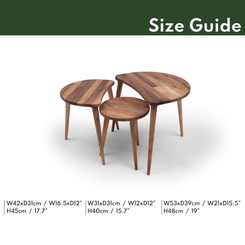 Solid Walnut Nesting Tables Set of 3, Modern Wooden Side Tables ...