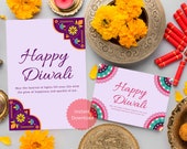 2 Printable Diwali Cards/set of 2 Diwali Cards/instant - Etsy