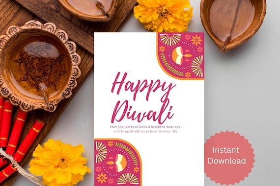 Printable Diwali Card/instant Download Card/happy Diwali - Etsy