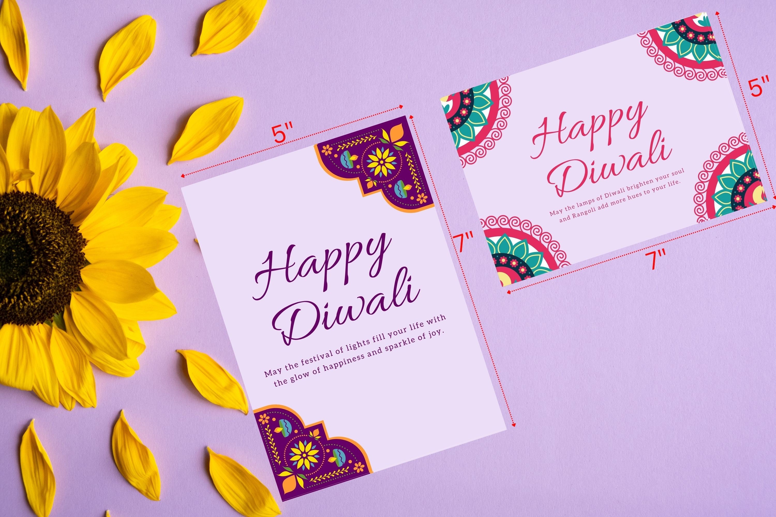 2 Printable Diwali Cards/set of 2 Diwali Cards/instant Download Card ...