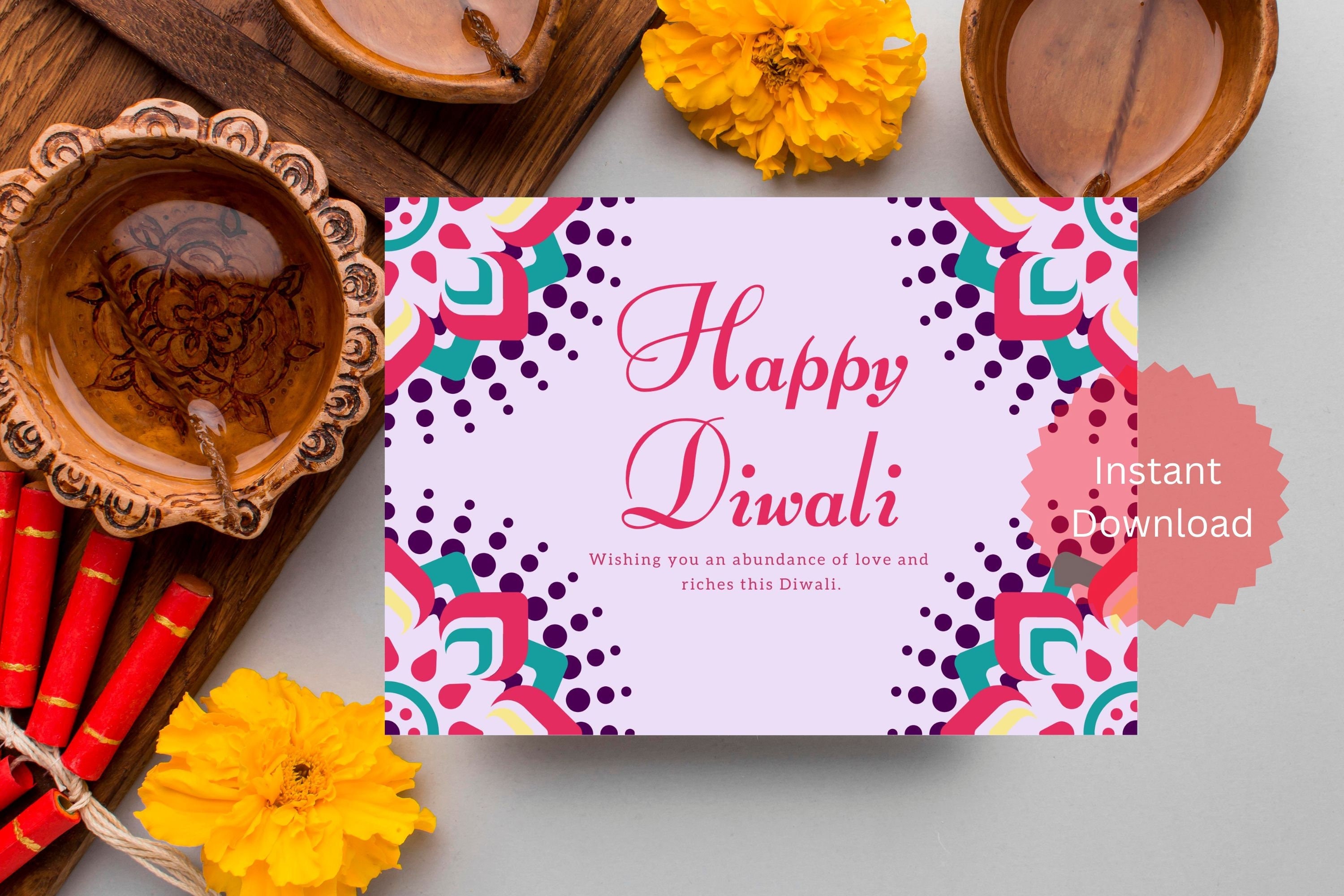 Printable Diwali Card/instant Download Card/happy Diwali Cards ...