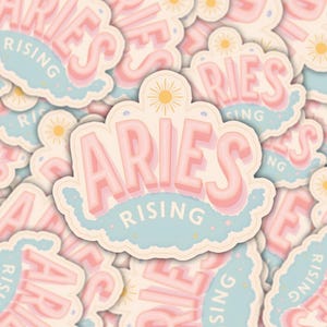 Pegatina de Aries ascendente / Arte zodiacal pastel / Diseño de tierra agrietada / Ideal para agendas y diarios / Regalo para amantes de la astrología