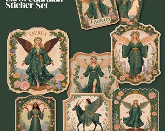 Taurus Earth Guardian Sticker Set | Floral Zodiac Vinyl Decals