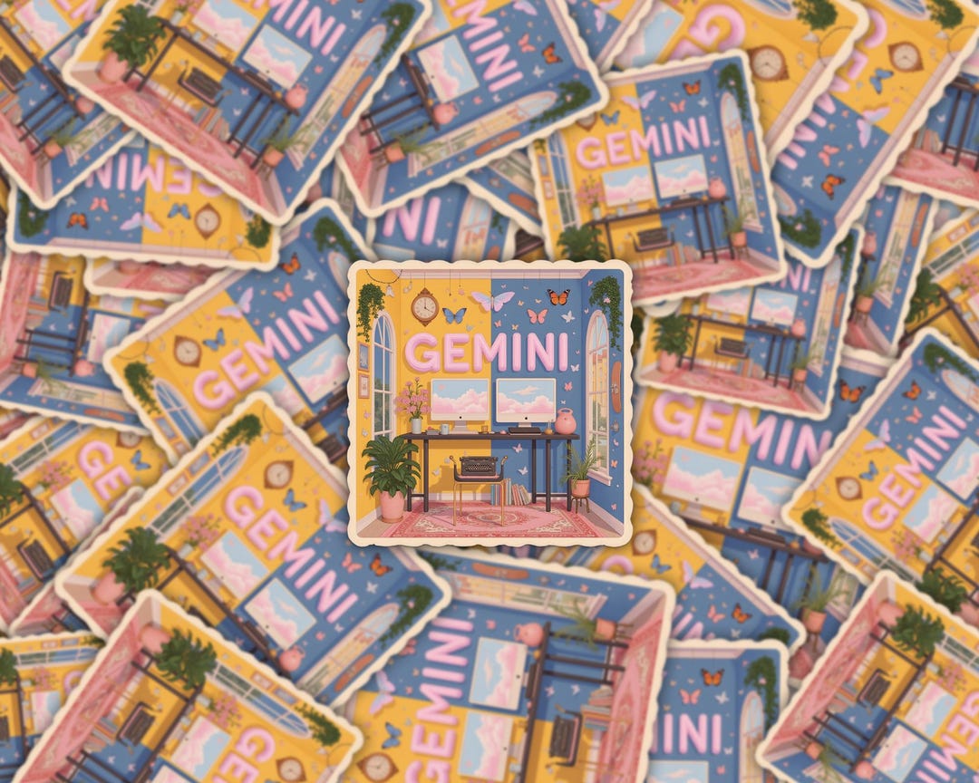 Gemini Zodiac Sticker | Colorful Interior, Astrology Lover - Etsy
