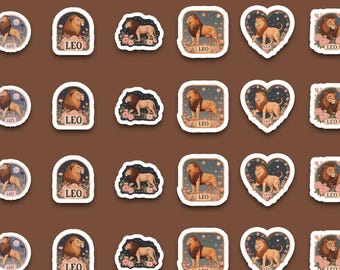 Leo Zodiac Floral Sticker Pack | Romantic Lion Stickers | Pink Rose Astrology Decals | Leo Birthday Gift | Vintage Floral Zodiac Stickers