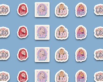 Leo Zodiac Typography Sticker Pack | Pastel Lion Stickers | Cute Astrology Decals | Leo Birthday Gift | Bubble Letter Zodiac Stickers