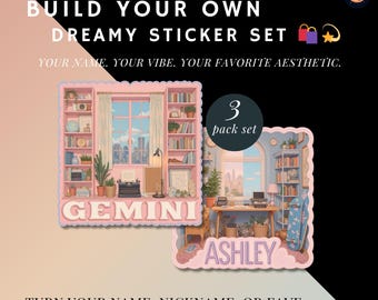 Custom Name Sticker Set – Choose Your Style | Personalized Sticker Bundle | 4-Pack Name or Word Stickers in Zodiac-Inspired Designs