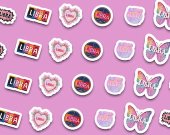 Libra Sticker Pack | Pop Astrology Designs, Butterflies, Hearts (17 Stickers)