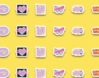 Editorial Capricorn Sticker Pack | Trendy Collage Astrology Stickers | Capricorn Birthday Gift for Her | Aesthetic Laptop Water Bottle Decal