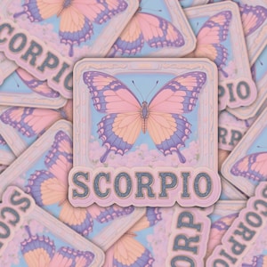 Mystieke Phoenix & Butterfly Schorpioen Stickers | Dromerige pastelkleurige Schorpioen sterrenbeeld orakelkaarten | Tarotstickers Schorpioen sterrenbeeld