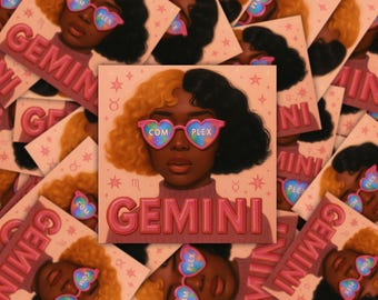Retro Gemini Sticker Set | Y2K Zodiac Pop Art