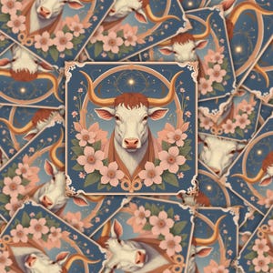 Stier Stier Aufkleber | Floral Sternzeichen Kunst | Celestial Vinyl Aufkleber für Astrologie-Liebhaber | Von der Natur inspiriertes Dekor
