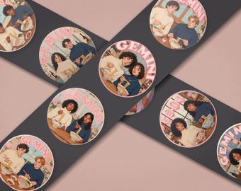 Gemini Ramen Sticker Pack | Foodie Astrology Stickers | Gemini Birthday Gift for Her | Cute Noodle Twins Laptop Water Bottle Decals