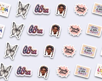 Pretty Pink Libra Sticker Pack | Floral Astrology Stickers | Libra Birthday Gift for Her | Cute Laptop Water Bottle Planner Decals