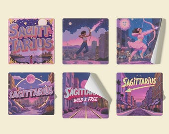 Sagittarius Zodiac Stickers - Neon Dreamscape Astrology Pack