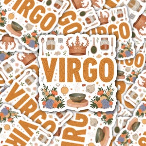 Coleção de adesivos botânicos do zodíaco de Virgem | Adesivos de arte de bruxa de cozinha de Virgem herbalista | Conjunto de adesivos de despensa e jardim de Virgem terroso