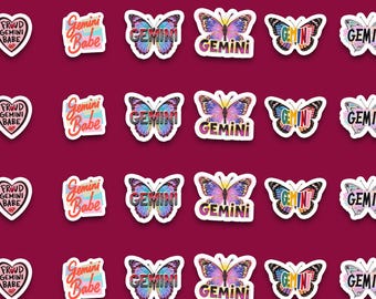 Editorial Gemini Sticker Pack | Trendy Collage Astrology Stickers | Gemini Birthday Gift for Her | Aesthetic Laptop Water Bottle Decals