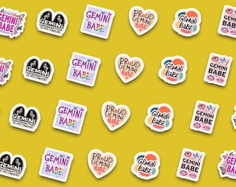 Mixed Media Gemini Sticker Pack | Editorial Collage Astrology Stickers | Gemini Birthday Gift for Her | Aesthetic Laptop Water Bottle Decals