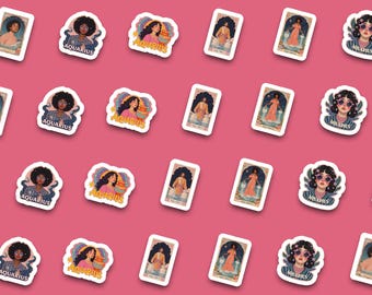 Vintage Aquarius Sticker Pack | Tarot Portrait Astrology Stickers | Aquarius Birthday Gift for Her | Aesthetic Laptop Water Bottle Planner