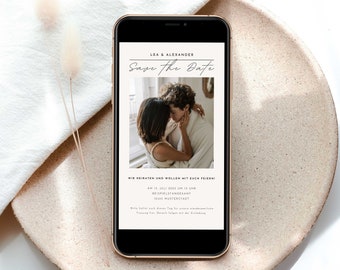 Digital Save the Date Card 2025 – Canva Template for DIY Editing | Wedding Invitation WhatsApp | Editable Template