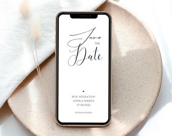 Digital Save the Date Card 2025 – Canva Template for DIY Editing | Wedding Invitation WhatsApp | Editable Template
