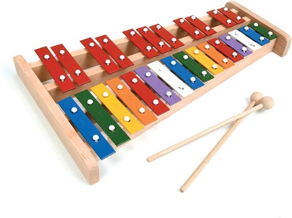 Professional Wooden Soprano Full Size Colorful Glockenspiel Xylophone With  27 Metal Keys for Adults & Kids 