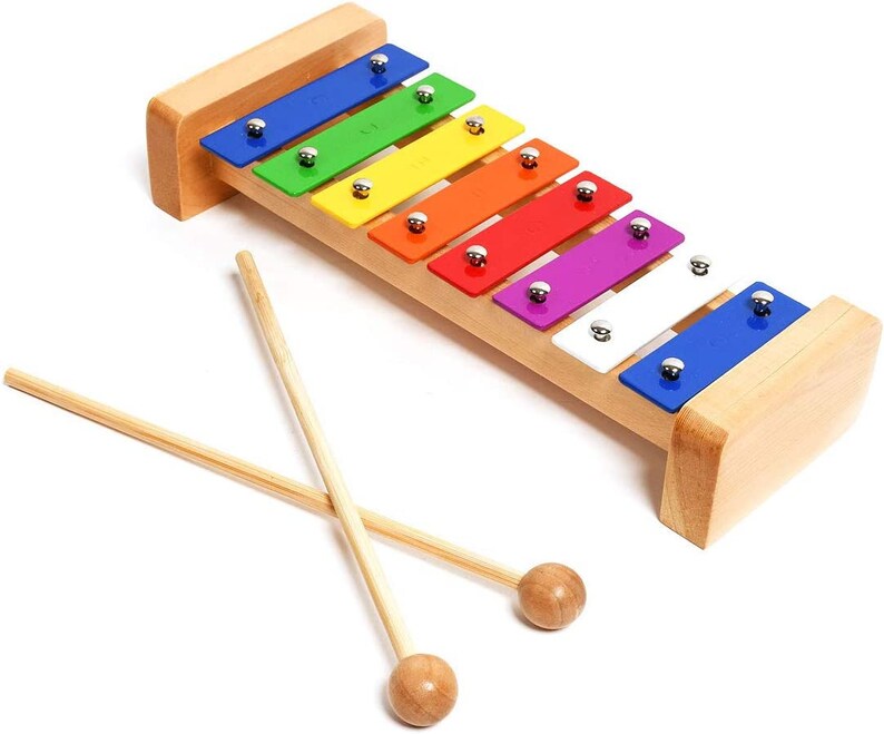 Professional Classic Wooden Glockenspiel Xylophone With 8 Metal Keys for Adults & Kids Includes