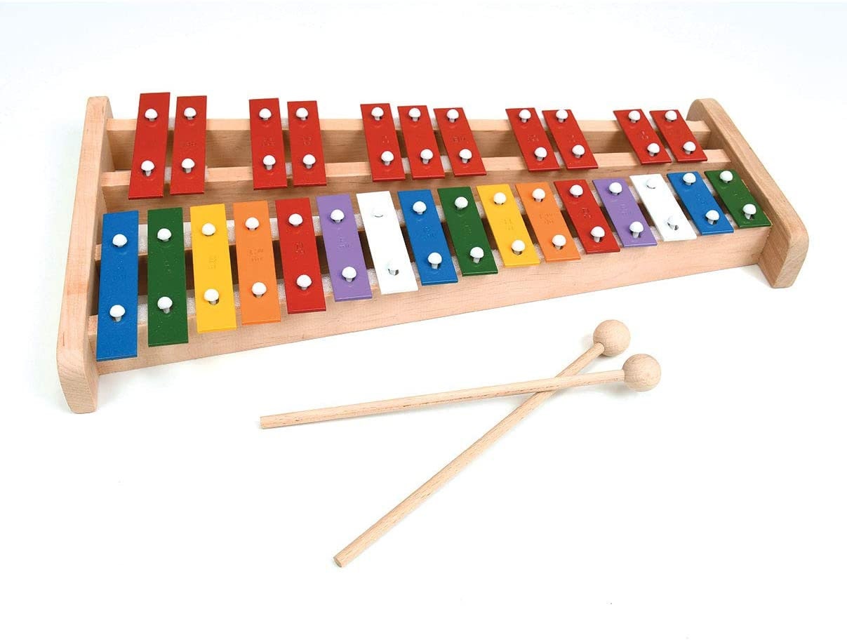  Professional Wooden Soprano Full Size Glockenspiel Xylophone  with 27 Metal Keys - Musical Instrument for Adults & Kids - Includes 2  Wooden Beaters/Mallets : Musical Instruments
