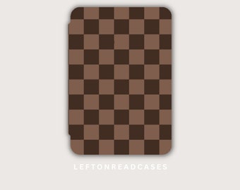 Kindle case for the Paperwhite 5/6/7th gen (6") for Model DP756DI and EY21 light and dark brown checkered print