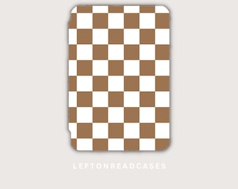 Kindle case for the Paperwhite 5/6/7th gen (6") for Model DP756DI and EY21 brown and white checkered print  case