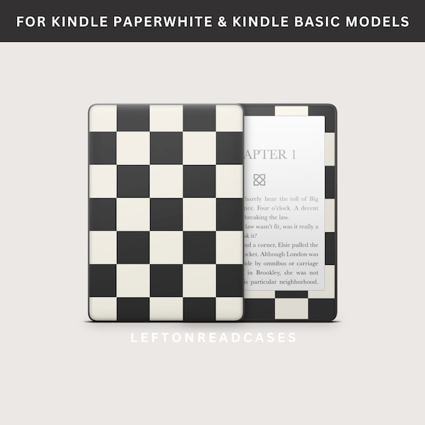 Kindle Paperwhite Skins sticker DIGITALE DOWNLOAD | Om af te drukken op DecalGirl.com, niet thuis | NIET een .svg-bestand | Donkergrijs & crème Checker Print