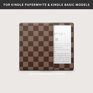Calcomanía de pieles de Kindle Paperwhite DESCARGA DIGITAL / Para imprimir en DecalGirl.com, no en casa / NO es un archivo .svg / CheckerPrint marrón oscuro y claro