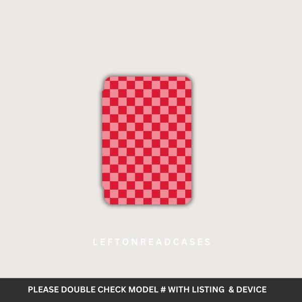 2022 Kindle 11th gen case Model #C2V2L3  pink and red checkered print case