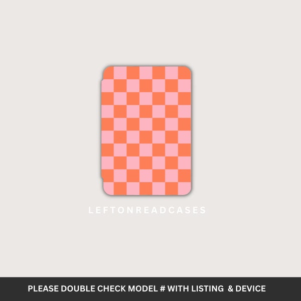 2022 Kindle 11th gen case Model #C2V2L3  pink and orange checkered print case