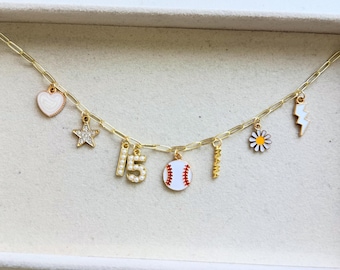 Collar con dije de béisbol personalizado/Collar con dije de oro que no se deslustra/Collar con dije de moda