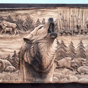 Wood carved Woolf - Wall decoration - Perfect gift