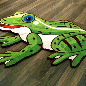 Kids Room Rug Frog Shaped Tufted Carpet – 3X5 feet Cute Green Cartoon Animal Rug for Nursery, Playroom Decor, Perfect Children’s Gift