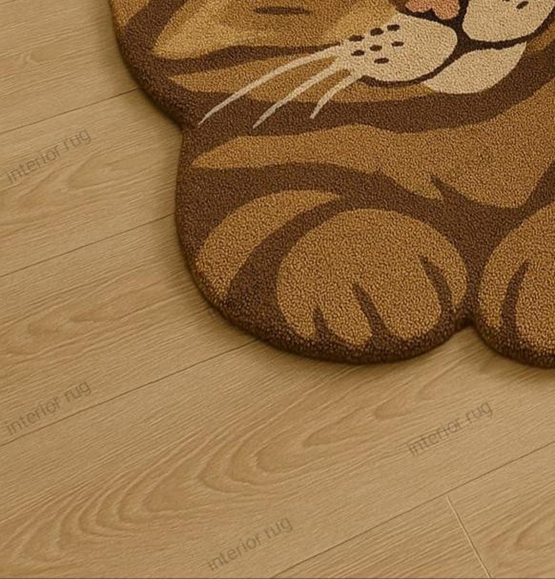Cute Cat Shaped Rug for Bedroom – Soft Sleeping Kitty Animal Rug, Cozy ...