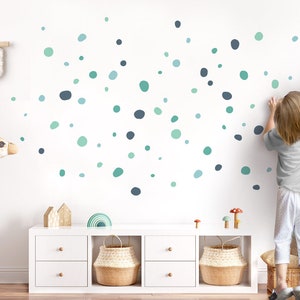 Wall stickers dots for children&#39;s rooms circles dots 92 pieces set wall sticker adhesive dots blue mint light blue wall stickers baby room DK1023