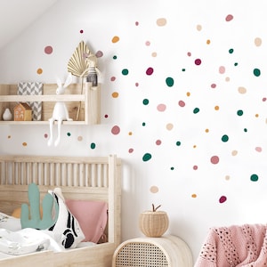 Vinilos decorativos lunares juego de 92 adhesivos de pared para habitación de bebé círculos lunares rosa beige verde adhesivos de pared puntos adhesivos para habitación infantil DK1019