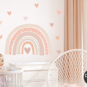 Wandtattoo Regenbogen mit Herzen Wandsticker für Babyzimmer Wandaufkleber für Kinderzimmer Deko selbstklebend DK1035 zdjęcie 4