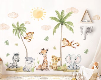 XXL muurstickerset babysafari dieren muurstickers voor kinderkamers muurstickers voor babykamers leeuw giraffe zelfklevende decoratie DK1052