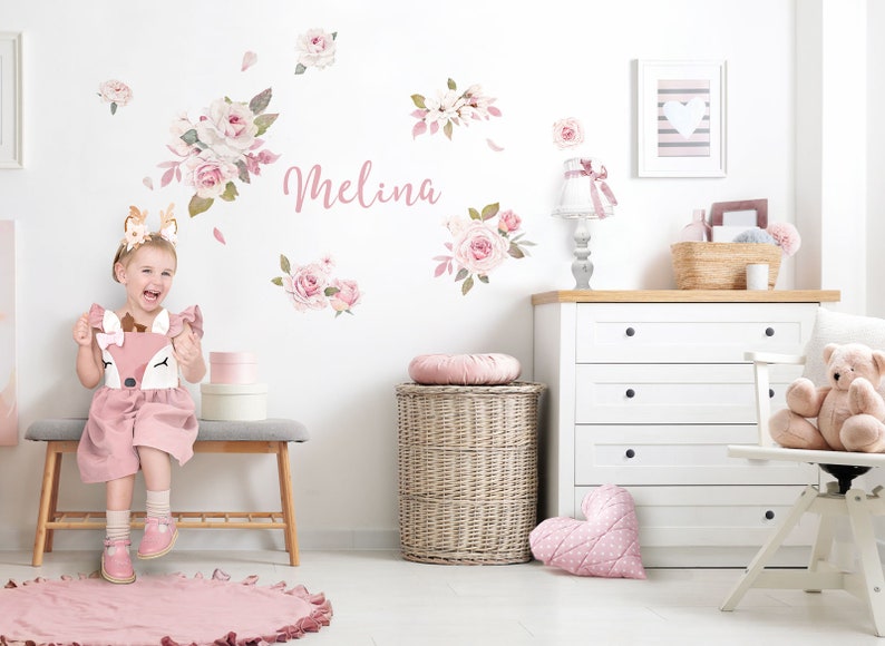 Wall sticker flowers set roses wall sticker personalized for baby room wall sticker for children's room bedroom decoration self-adhesive DK1106 image 2