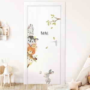 Wandsticker Türsticker Dschungel Wandtattoo für Kinderzimmer Safari Tiere Wandaufkleber für Babyzimmer Deko selbstklebend DK1053