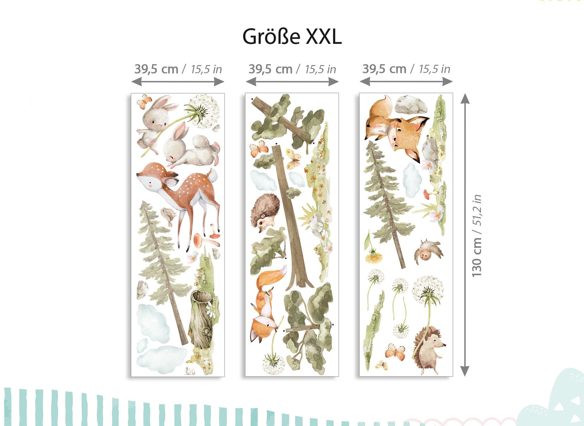XXL Sticker Set Forest Animals Wall Stickers for Children's Room Dandelion Animals Wall Decal for Baby Room Wall Sticker Decoration Self-Adhesive DK1137