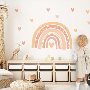 Autocollant mural arc-en-ciel avec cœurs, autocollant mural pour chambre de bébé, décoration de chambre d'enfant, auto-adhésif DK1035 image 7